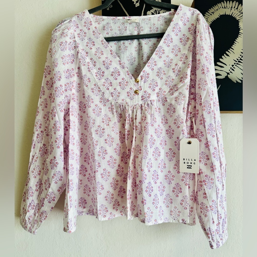 NWT Billabong Amber Floral Top Size Large